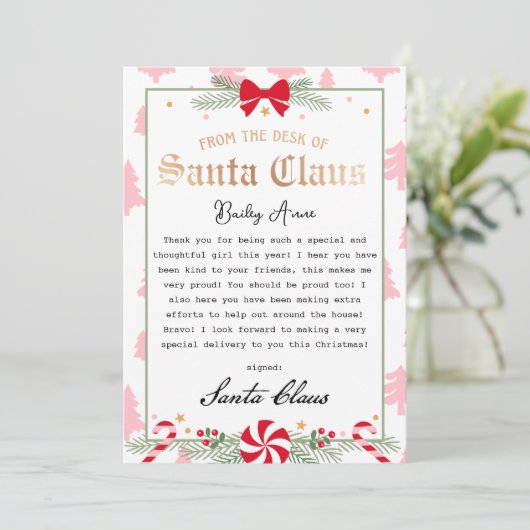 Peppermint Dreams Letter from Santa Printable 招待状 (スタンド正面)