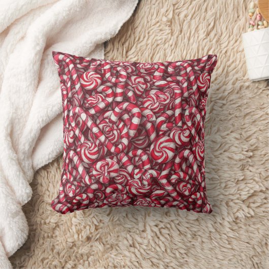 Peppermint Dreams Pattern | Retro Candy Cane  クッション (ブランケット)