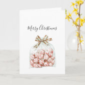 Peppermint Green Red Floral Christmas カード (黄色い花)