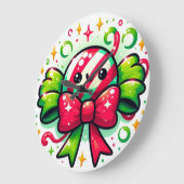 Peppermint Joy: Holiday Candy Character ラージ壁時計 (傾斜)