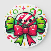 Peppermint Joy: Holiday Candy Character ラージ壁時計 (正面)