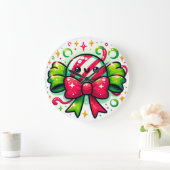 Peppermint Joy: Holiday Candy Character ラージ壁時計 (ホーム)