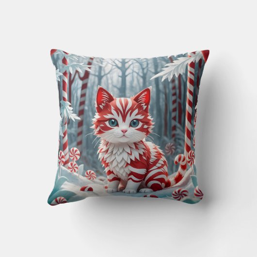 Peppermint Kitten - Candy Cane Forest Pillow クッション (裏面)