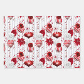 Peppermint Ornament & Poinsettia Christmas ラッピングペーパーシート (正面)