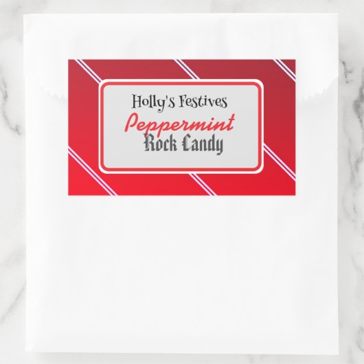 Peppermint rock candy label 長方形シール (バッグ)