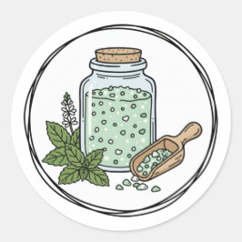 Peppermint Scrub Label Illustration | Mint Spa  ラウンドシール