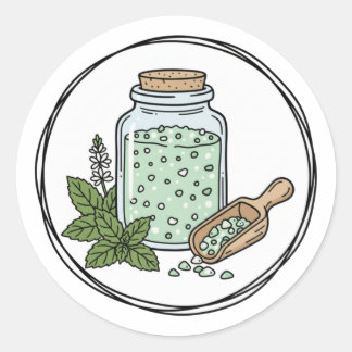 Peppermint Scrub Label Illustration | Mint Spa  ラウンドシール