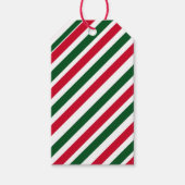Peppermint Stick Stripes in Red, Green, and White ギフトタグ (正面)