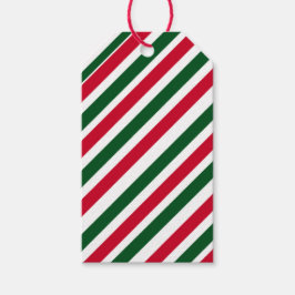 Peppermint Stick Stripes in Red, Green, and White ギフトタグ