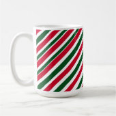 Peppermint Stick Stripes in Red, Green, and White コーヒーマグカップ (左)