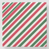 Peppermint Stick Stripes in Red, Green, and White ストーンコースター (正面)