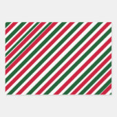Peppermint Stick Stripes in Red, Green, and White ラッピングペーパーシート (正面3)