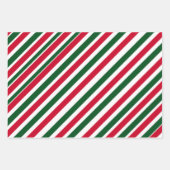 Peppermint Stick Stripes in Red, Green, and White ラッピングペーパーシート (正面)