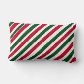 Peppermint Stick Stripes in Red, Green, and White ランバークッション (裏面)