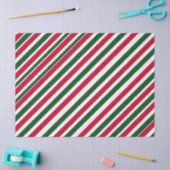 Peppermint Stick Stripes in Red, Green, and White 薄葉紙 (クラフト)
