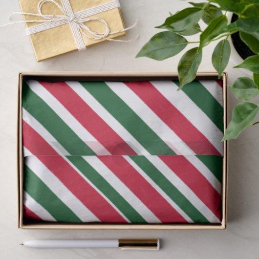 Peppermint Stick Stripes in Red, Green, and White 薄葉紙 (ギフト)