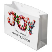 Peppermint Stripe Joy Christmas ラージペーパーバッグ (裏面アングル)