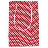 Peppermint Stripe Red and White Classic Christmas ミディアムペーパーバッグ (正面)