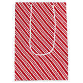 Peppermint Stripe Red and White Classic Christmas ミディアムペーパーバッグ (裏面)