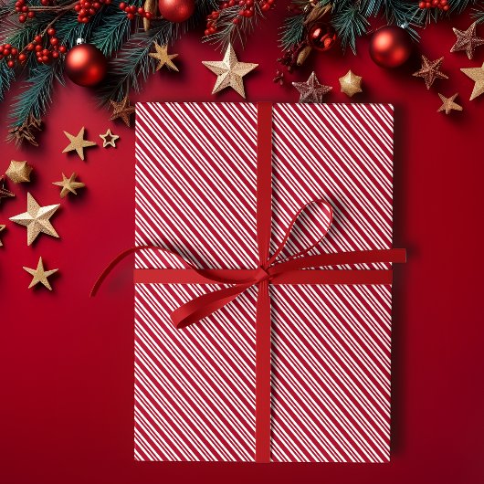 Peppermint Stripe Red and White Classic Christmas ラッピングペーパー