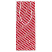 Peppermint Stripe Red and White Classic Christmas ワインギフトバッグ (裏面)