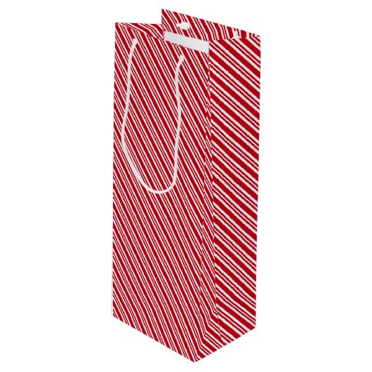 Peppermint Stripe Red and White Classic Christmas ワインギフトバッグ (正面アングル)