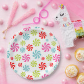 Peppermint Swirl Pattern – Colorful Candy Design ペーパープレート (パーティー)