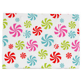 Peppermint Swirl Pattern – Colorful Candy Design ラージペーパーバッグ (裏面)