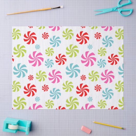 Peppermint Swirl Pattern – Colorful Candy Design 薄葉紙 (クラフト)