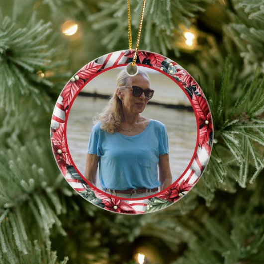 Peppermint Wreath ANY Photo セラミックオーナメント (ツリー)