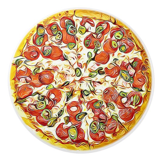 Pepperoniのチーズピザ食器棚のノブ セラミックノブ (正面)