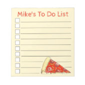 Pepperoniパーソナライズされたピザスライスを行うリスト ノートパッド (正面)