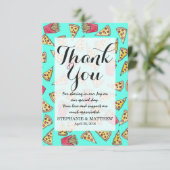 Pepperoniピザフライドポテトのグルメの水彩画 サンキューカード (スタンド正面)