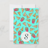 Pepperoniピザフライドポテトのグルメの水彩画 サンキューカード (裏面)