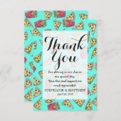 Pepperoniピザフライドポテトのグルメの水彩画 サンキューカード (正面/裏面)