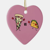 Pepperoniピザ対タコス: メキシコ人対イタリア語 セラミックオーナメント (右)