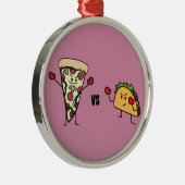 Pepperoniピザ対タコス: メキシコ人対イタリア語 メタルオーナメント (右)