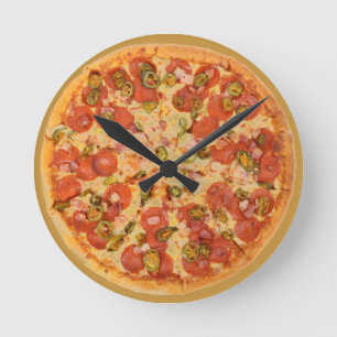 Pepperoniピザ柱時計 ラウンド壁時計