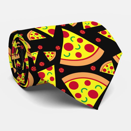 Pepperoni Pizza Slices Food Patterned ネクタイ (ロール)