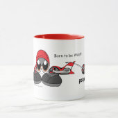 PEQEのバイクもしくは自転車に乗る人のマグ マグカップ (中央)