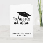 Per aspera ad astraラテン引用文ハット卒業 カード (正面)