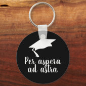 Per aspera ad astraラテン引用文ブラック卒業 キーホルダー (正面)