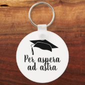 Per aspera ad astraラテン引用文ブラック卒業 キーホルダー (正面)