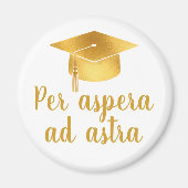 Per aspera ad astra Latin Quote Hat Graduation  マグネット (正面)
