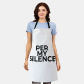 Per My Silence Minimalist Typographic Embroidered  エプロン (着用した状態)