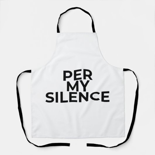 Per My Silence Minimalist Typographic Embroidered  エプロン (正面)