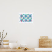 Peranakan Geometric Tile Teal ポスター (キッチン)