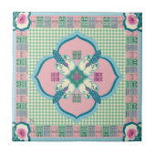 Peranakan Peacock Double Happiness Tile – Pastel N タイル (正面)