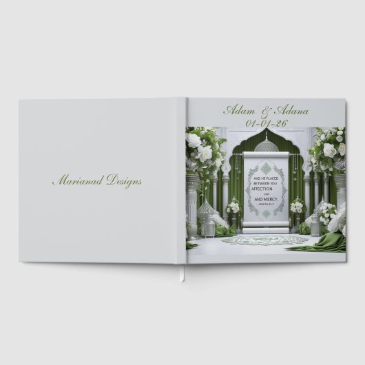 Peraonalised Islamic Bridal Guest Book ゲストブック (全面)