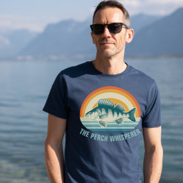 Perch Fishing Custom Text Retro Sunrise Sunset Tシャツ